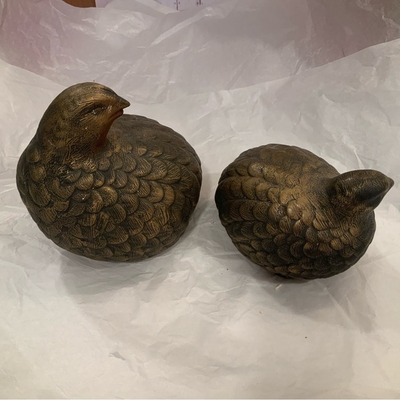 Bronze Ceramic Bird Figurine Set of Two - Picture 4 of 9